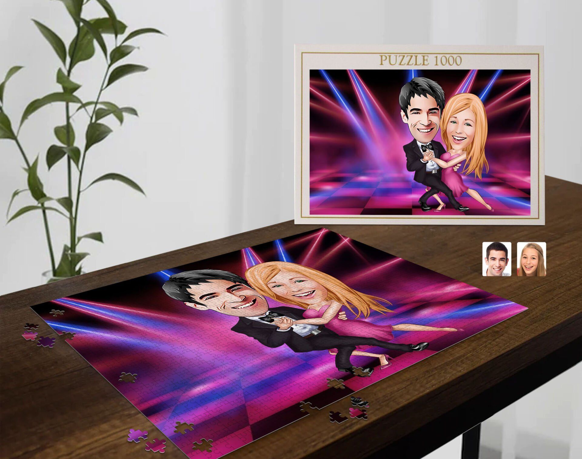 BK Gift Kişiye Özel Sevgililer Karikatürlü 1000 Parça Profesyonel Puzzle-10