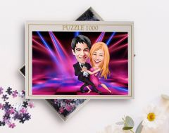 BK Gift Kişiye Özel Sevgililer Karikatürlü 1000 Parça Profesyonel Puzzle-10