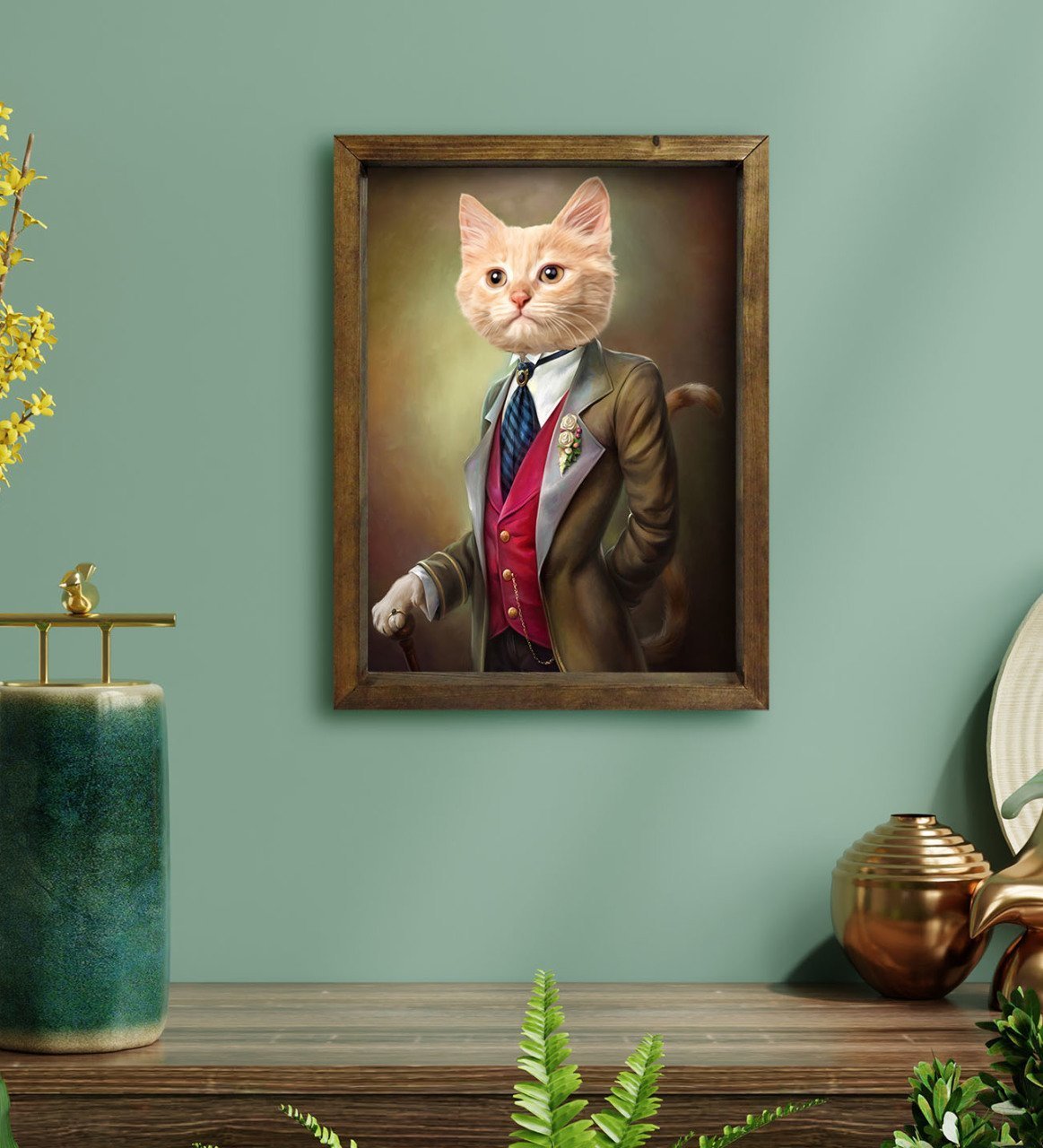 Evcil Dostlara Özel Portre Doğal Masif Ahşap Çerçeveli Tablo 30x40cm-37