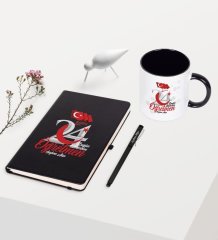 Kişiye Özel Bugün Günlerden Öğretmen Temalı Siyah Defter Kalem Kupa Seti - 2