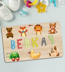 BK Toys Çocuklara Özel İsimli Büyük Boy Ahşap Eğitici Yapboz Puzzle 50x30cm - Model 4