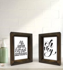 Bk Gift Banyo Dekoratif 2'li Doğal Masif Ahşap Çerçeve 15x20cm-15
