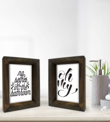 Bk Gift Banyo Dekoratif 2'li Doğal Masif Ahşap Çerçeve 15x20cm-15
