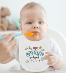 BK Kids Orjin Trakyalı Tasarımlı Beyaz Bebek Body Zıbın ve Mama Önlüğü Hediye Seti-1