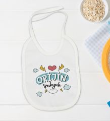 BK Kids Orjin Trakyalı Tasarımlı Beyaz Bebek Body Zıbın ve Mama Önlüğü Hediye Seti-1