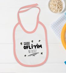 BK Kids Ofliyim Ne Oldi Tasarımlı Pembe Bebek Body Zıbın ve Mama Önlüğü Hediye Seti-1