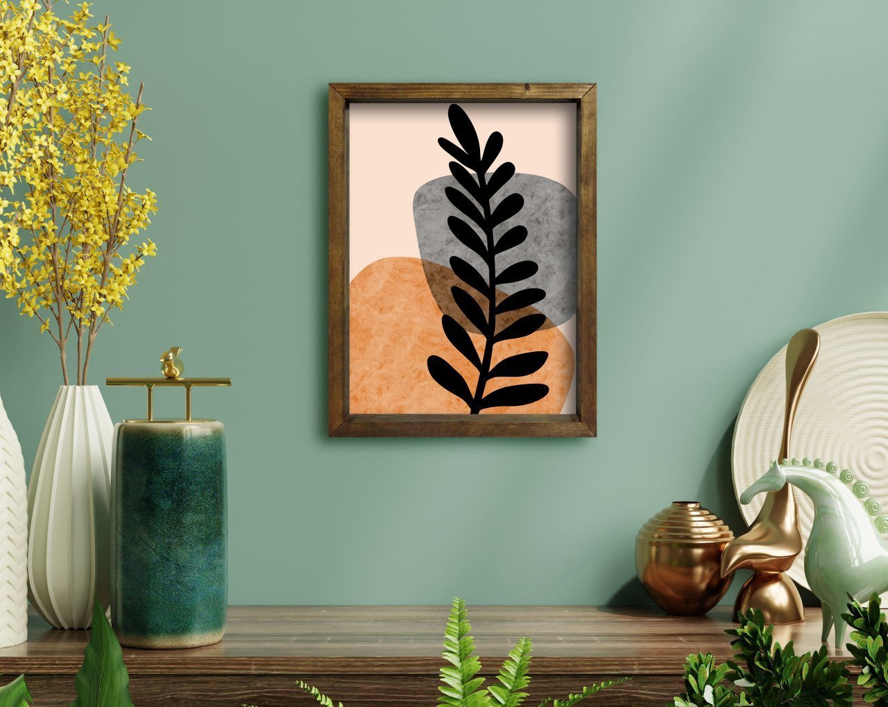 BK Home Doğal Masif Ahşap Çerçeveli Tablo-46