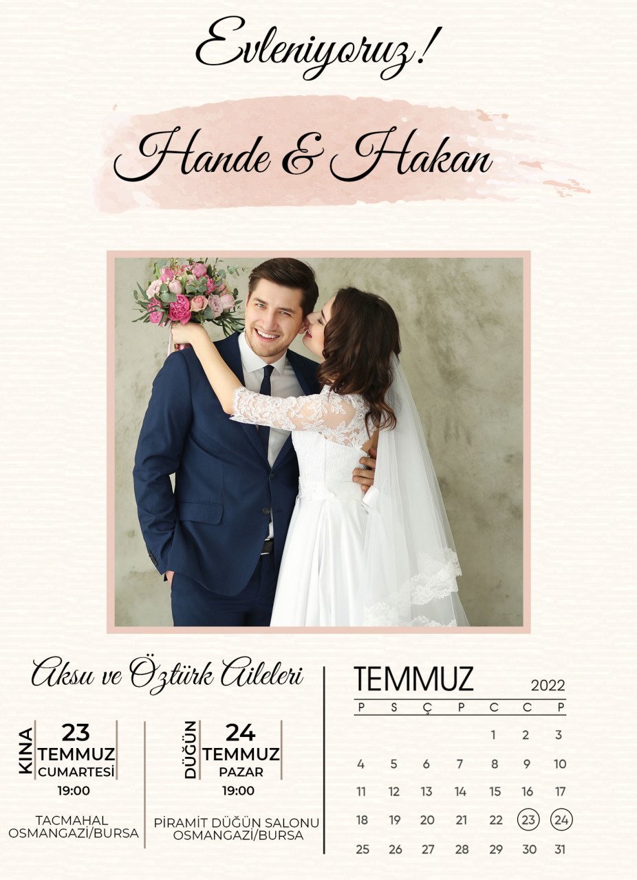 Kişiye Özel Fotoğraflı Bitmeyen Düğün Davetiyesi Model 35