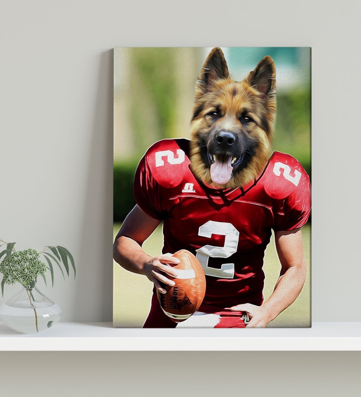 Evcil Dostlara Özel Amerikan Futbolcusu Tasarımlı Portre Kanvas Tablo 30x50cm-7