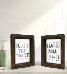 Bk Gift Banyo Dekoratif 2'li Doğal Masif Ahşap Çerçeve 15x20cm-14