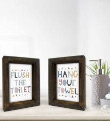 Bk Gift Banyo Dekoratif 2'li Doğal Masif Ahşap Çerçeve 15x20cm-14