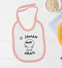 BK Kids O Zaman Dans Tasarımlı Pembe Bebek Body Zıbın ve Mama Önlüğü Hediye Seti-1