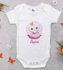 BK Kids Kişiye Özel İsimli 5 Parça Beyaz Bebek Body Zıbın ve Battaniye Hediye Seti, Yeni Doğan Bebek Giyim Hediyesi-4