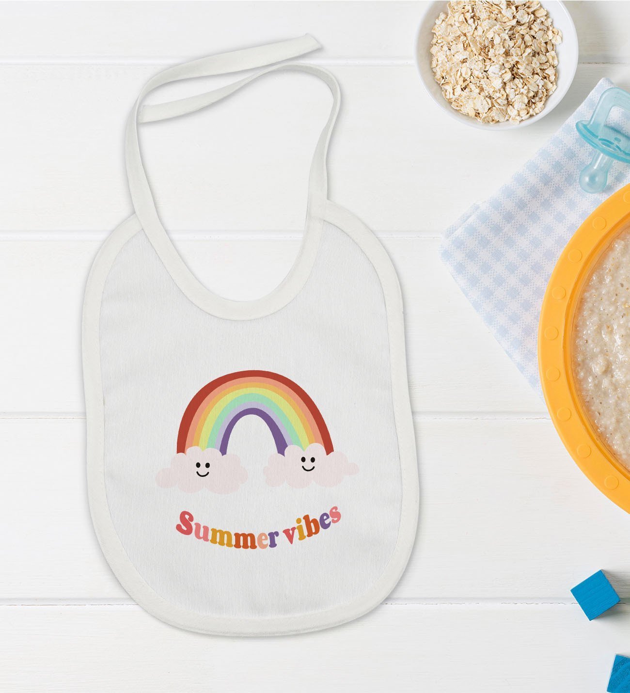 BK Kids Summer Vibes Tasarımlı Bebek Mama Önlüğü - Model 2