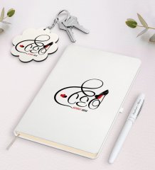 Kişiye Özel CEO Beyaz Defter Kalem ve Anahtarlık Hediye Seti-3