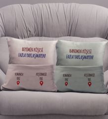 BK Gift Eğlenceli Tasarımlı 2'li Organizer Kumanda ve Atıştırmalık Cepli Pembe&Gri Kırlent Yastık- 13, Ev Dekoru, Ev Hediyesi