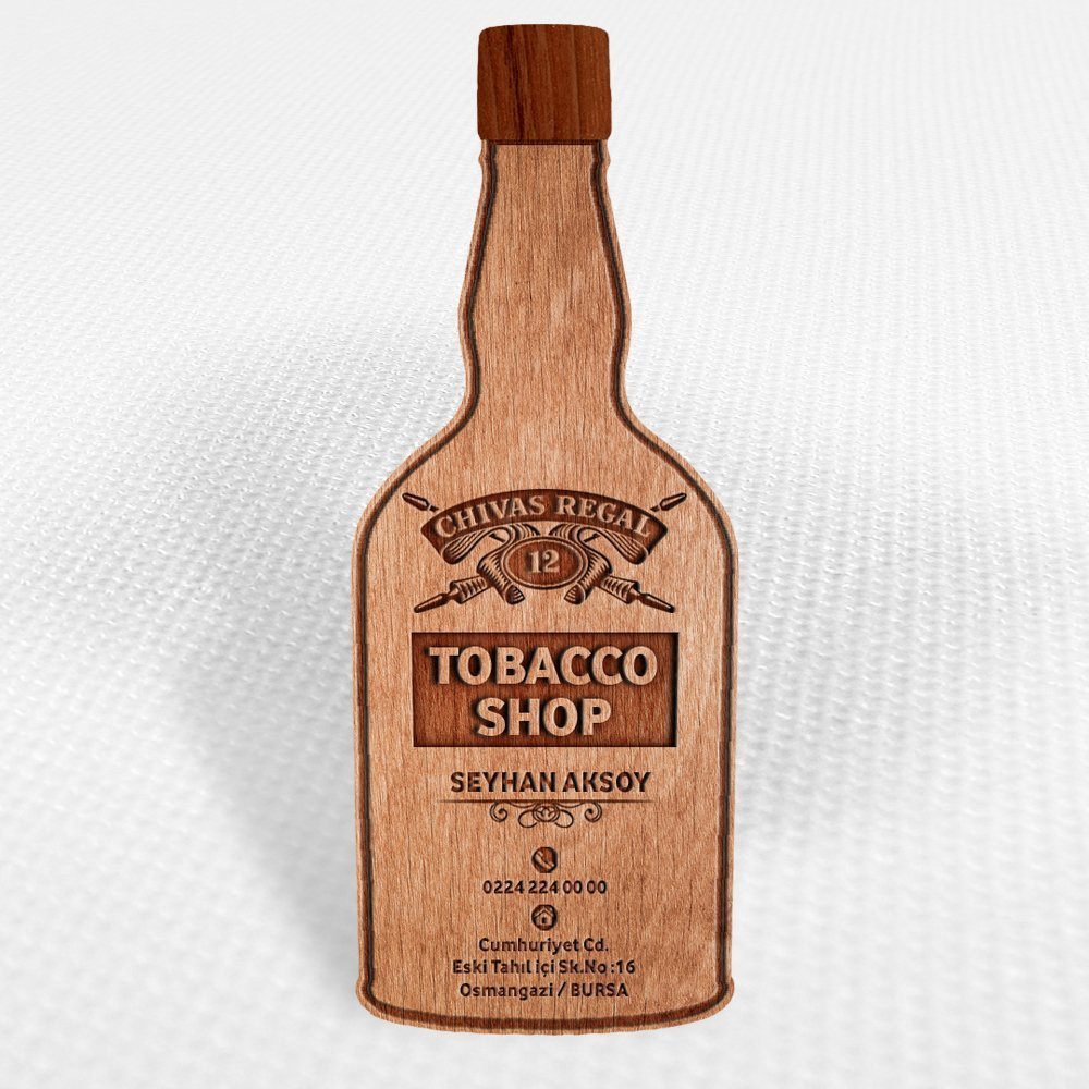 Kişiye Özel Mesleki Tobacco Shop & Tekel Bayi Ahşap Kartvizit (Model 1-1) 50 ADET