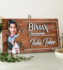 BK Gift Kişiye Özel Gayrimenkul Karikatürlü Dekoratif Ahşap Tabela-2