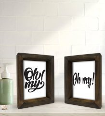 Bk Gift Banyo Dekoratif 2'li Doğal Masif Ahşap Çerçeve 15x20cm-13