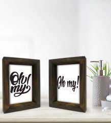 Bk Gift Banyo Dekoratif 2'li Doğal Masif Ahşap Çerçeve 15x20cm-13