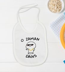 BK Kids O Zaman Dans Tasarımlı Beyaz Bebek Body Zıbın ve Mama Önlüğü Hediye Seti-1