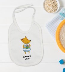 BK Kids Summer Vibes Tasarımlı Bebek Mama Önlüğü - Model 1