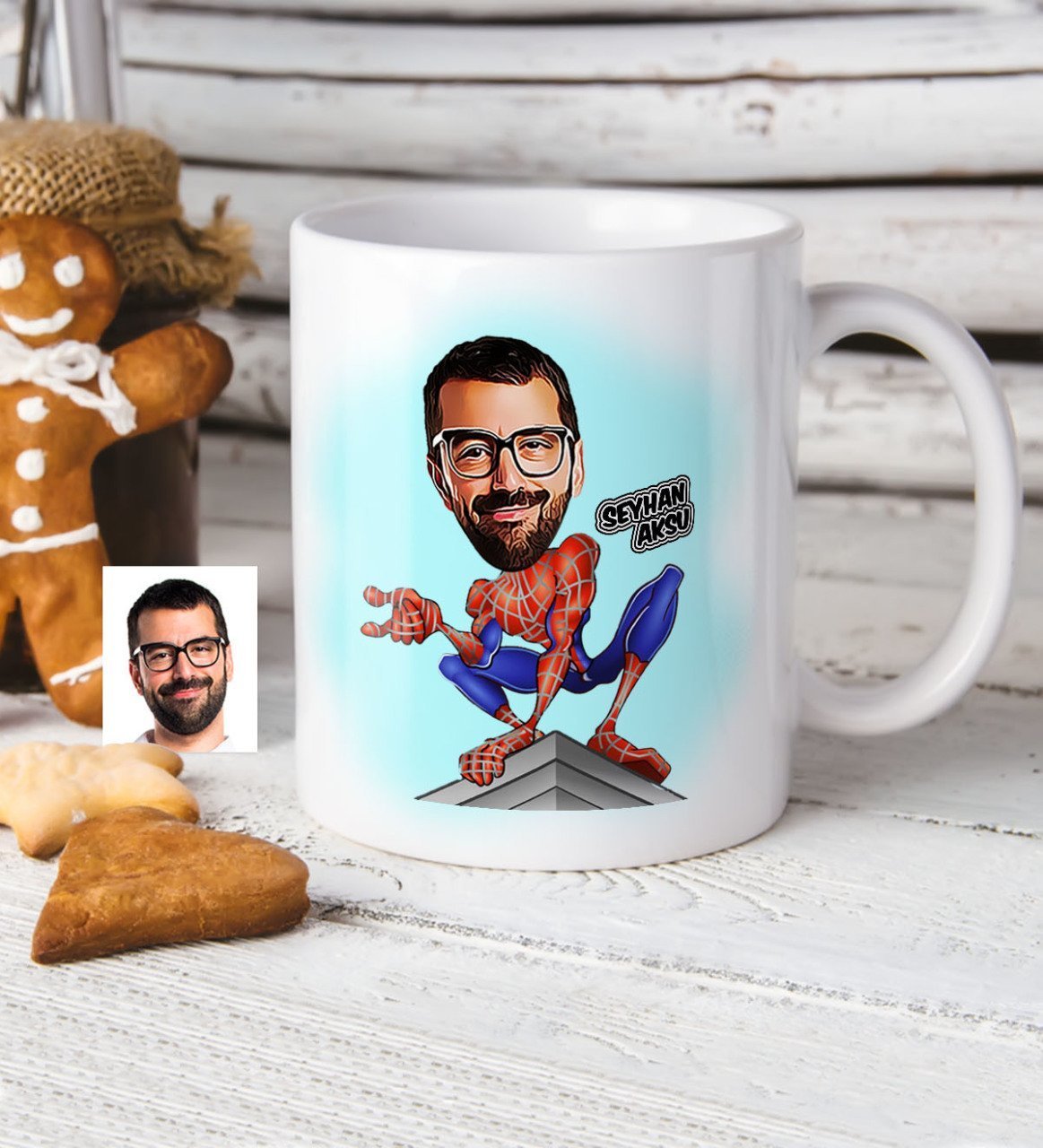 Kişiye Özel Örümcek Adam Karikatür Beyaz Kupa Bardak