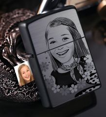Kişiye Özel Bayan Karikatürlü Benzinli Siyah Metal Çakmak - 9