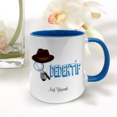 Kişiye Özel Mesleki Dedektif Mavi Kupa Bardak - 001