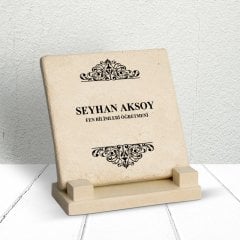 Kişiye Özel Fen Bilimleri Öğretmeni Dekoratif Taş Masa İsimliği