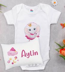 BK Kids Kişiye Özel 11 Parça Beyaz Hastane Çıkışı Body Zıbın Battaniye ve Yastık Hediye Seti-4