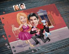 BK Gift Kişiye Özel Sevgililer Karikatürlü 1000 Parça Profesyonel Puzzle-7