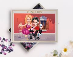BK Gift Kişiye Özel Sevgililer Karikatürlü 1000 Parça Profesyonel Puzzle-7