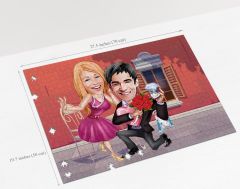 BK Gift Kişiye Özel Sevgililer Karikatürlü 1000 Parça Profesyonel Puzzle-7