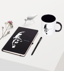 Kişiye Özel Atatürk Temalı Siyah Defter Kalem Kupa Seti - 7