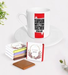 Kişiye Özel Dünyanın En İyi Öğretmeni Türk Kahvesi Fincanı ve Çikolata Hediye Seti-1
