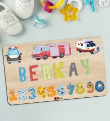 BK Toys Çocuklara Özel İsimli Büyük Boy Ahşap Eğitici Yapboz Puzzle 50x30cm - Model 1