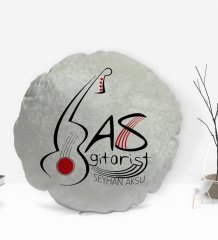 Kişiye Özel İsimli Bas Gitarist Tasarımlı Dekoratif Kırlent Yastık-1