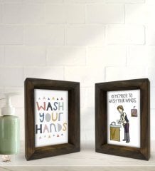 Bk Gift Banyo Dekoratif 2'li Doğal Masif Ahşap Çerçeve 15x20cm-12