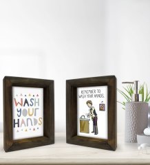 Bk Gift Banyo Dekoratif 2'li Doğal Masif Ahşap Çerçeve 15x20cm-12