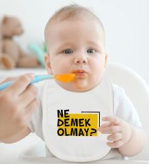 BK Kids Ne Demek Olmay Tasarımlı Beyaz Bebek Body Zıbın ve Mama Önlüğü Hediye Seti-1