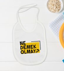 BK Kids Ne Demek Olmay Tasarımlı Beyaz Bebek Body Zıbın ve Mama Önlüğü Hediye Seti-1