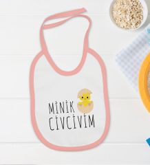 BK Kids Minik Civcivim Tasarımlı Pembe Bebek Body Zıbın ve Mama Önlüğü Hediye Seti-1