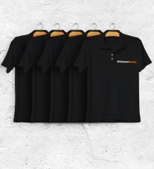 Firmalar İçin 50 adet 1. Kalite Logo Baskılı Siyah Polo Yaka Tişört