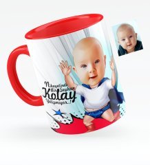 Kişiye Özel Bebek Karikatürlü Kırmızı Kupa Bardak - 2