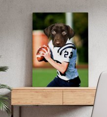 Evcil Dostlara Özel Amerikan Futbolcusu Tasarımlı Portre Kanvas Tablo 50x70cm-6