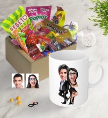 Kişiye Özel Sevgililer Karikatürlü Nostaljik Lezzetler Kupa Seti-6