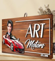 BK Gift Kişiye Özel Galeri Karikatürlü Dekoratif Ahşap Tabela