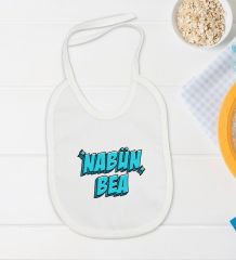 BK Kids Nabün Bea Tasarımlı Beyaz Bebek Body Zıbın ve Mama Önlüğü Hediye Seti-1