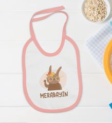 BK Kids Merabayın Tasarımlı Pembe Bebek Body Zıbın ve Mama Önlüğü Hediye Seti-1